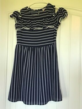 wonder nation Navy and White Striped Dress with Ruffle Detail